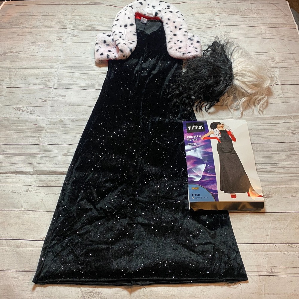 Cruella De Vil Costume Disney Villains Spirit Halloween Size Child XL (14-16)